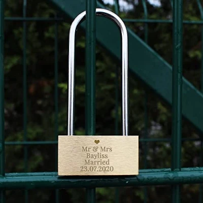 Image of Custom Personalised Laser Engraved Heart Motif Love Lock Padlock. for Valentines Day, Birthday, Wedding, Anniversary