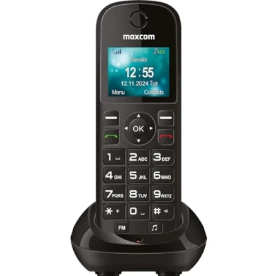 Image of Maxcom MM35D SE 2G Big Button Cordless Mobile Desk Phone for Home and Office use with SIM Card USB C Desktop Charger UK Plug Black