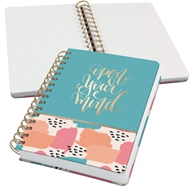 Image of SIGEL JN611 Spiral notebook premium, A5, dotted, hardover, brush marks pattern, pastel/Green/Orange/Pink Jolie