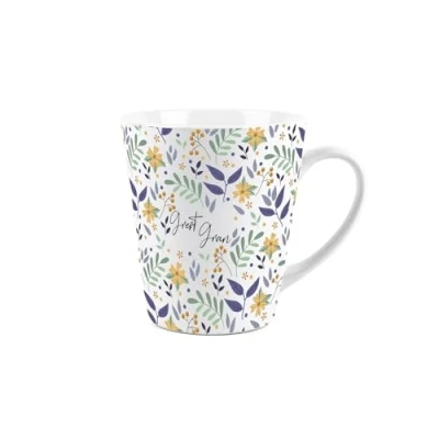 Image of Great Gran Gift Mug Yellow Floral Design Small Latte Ceramic Tea/Coffee Cup Presents for Her