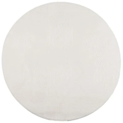 Image of vidaXL Rug Fluffy Carpet Scandinavian Modern Round Area Rug, Cream Polyester, Machine Washable, Non Slip, Short Pile, 100 cm Diameter