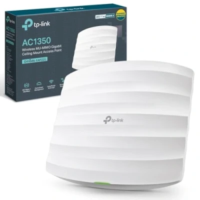 Image of TP Link AC1350 Wireless Access Point, Wi Fi Dual Band with MU MIMO, 1 Gigabit Ethernet Port Support 802.3af/at/24V Passive PoE, Multiple SSIDs, Easily Mount to Wall or Ceiling (EAP225)