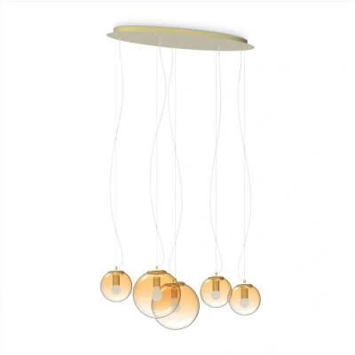 Image of Mapa Clear 5 Light Cluster Pendant Ceiling Amber