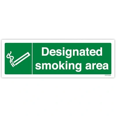 Image of V Safety 57015AX R Designated Smoking Area Prohibition Sign Landscape 300mm x 100mm 1mm Rigid Plastic, Green