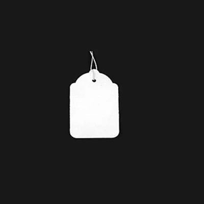 Image of New White Strung Price Labels TIE ON Tags Pack of 100 (27 X 18 MM)