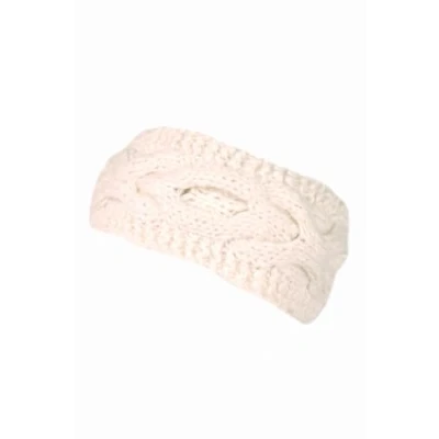 Image of Pachamama Women Wool Ear Warmer Headband Fleece Lined Handknitted Cable Knit One Size Handmade Fair Trade (Cream)