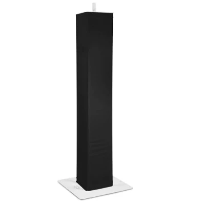 Image of VONYX DJP170 Height Adjustable DJ Plinth Podium with Folding Baseplates, Black &amp; White Lycra Covers, Moving Head Stand for Light PA Speakers, 30kg Load
