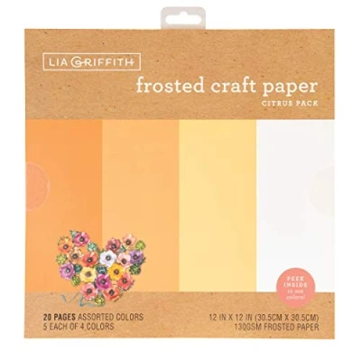 Image of Lia Griffith Frosted Craft Paper, Citrus Color Pack, 12&quot; x