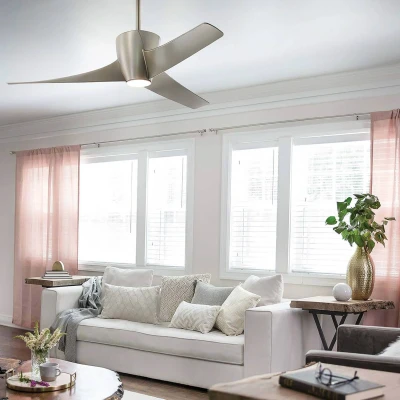 Image of Kichler Phree 3 Blade 142cm Ceiling Fan with LED Light Brushed Nickel Remote Control