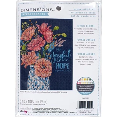 Image of Dimensions Counted Cross Stitch Kit 5&quot;X7&quot; Joyful Floral (14 Count)