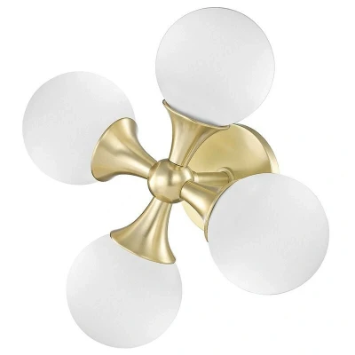 Image of Astoria 4 Light Wall Sconce Brass, Glass, 3000K