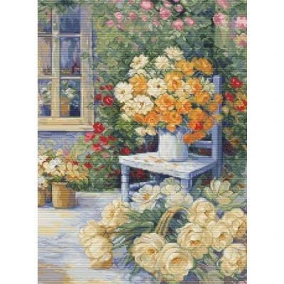 Image of Luca S Cross Stitch Kit Garden Corner, BU5056, Counted for Adults, Needlecraft and Embroidery