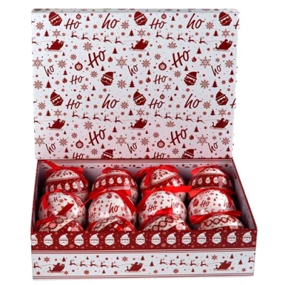 Image of Nordic Scandinavian Christmas Baubles Tree Decorations In Gift Box Set of 12