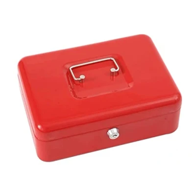 Image of Heavy Duty Metal Cash TIN Lockable Petty Money, Coin and Note Security Box with 2 keys different Safe (4, Blue)