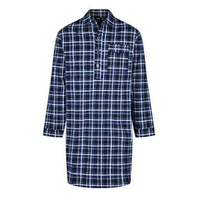 Image of Socks Uwear Champion Mens Brushed Cotton Canterbury Checked Nightshirt Sleepwear Blue Check M