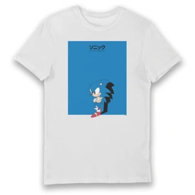 Image of Bioworld Sonic The Hedgehog Big Blue Square T Shirt White M