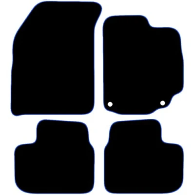 Image of Carsio Carpet Car Mats For Suzuki SX4 2006 to 2014 4 Piece Set Tailored Fit Floor Mat Complete Accessory Black Custom Fitted All Weather, Anti Slip Backing &amp; Blue Trim