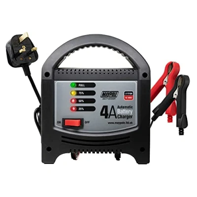 Image of Maypole 7104 4 A 12 V LED Automatic Battery Charger, Black/Grey