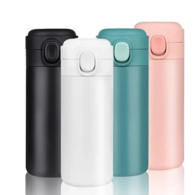 Image of 450ML Travel Mug Reusable Coffee Cup Insulated Thermal Stainless Steel Leakproof Flask Tumbler for Hot Cold Drinks (White)
