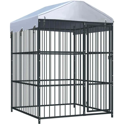 Image of vidaXL Outdoor Dog Kennel with Roof 150x150x200 cm