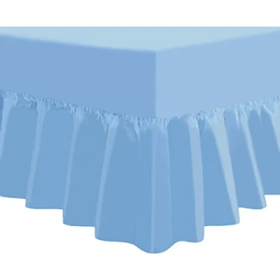 Image of Luxury Extra Deep Frilled Valance Fitted Sheets in 14 Colours (Single, Sky Blue)