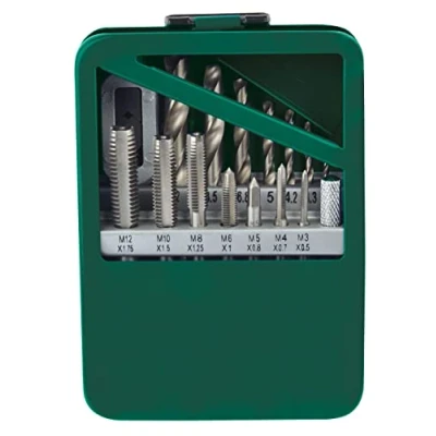 Image of Brüder Mannesmann Werkzeuge M53215 Tap Drill Bit Set 15 Pieces Green Silver