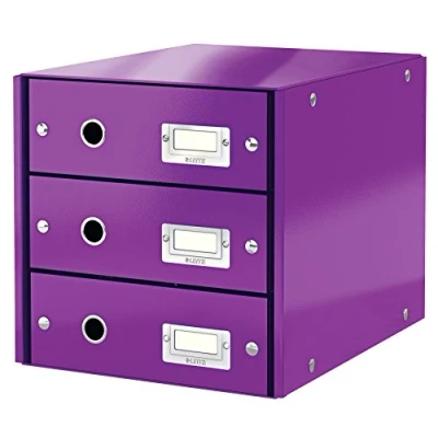 Image of Leitz Drawer Cabinet, 3 Drawers, A4, Click and Store Range 60480062 Purple