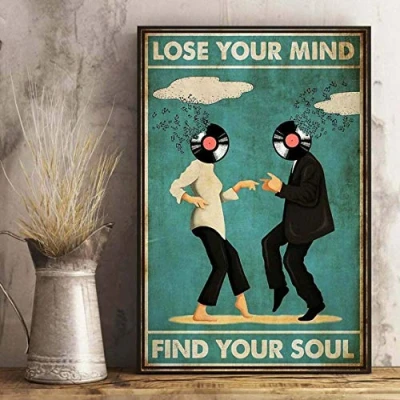 Image of Inga Lose Your Mind Find Soul Music Dancing Boy Girl Poster Home Decor Art Wall Metal Sign 8x12 inches