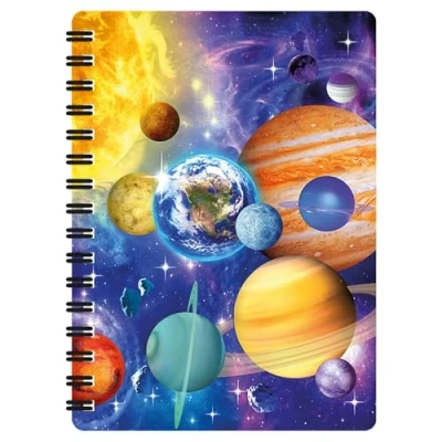 Image of 3D LiveLife Jotter Space Odyssey from Deluxebase. Lenticular Astronomy A6 Spiral Notebook with Plain Recycled Paper Pages. Artwork Licensed Renowned Artist Michael Searle