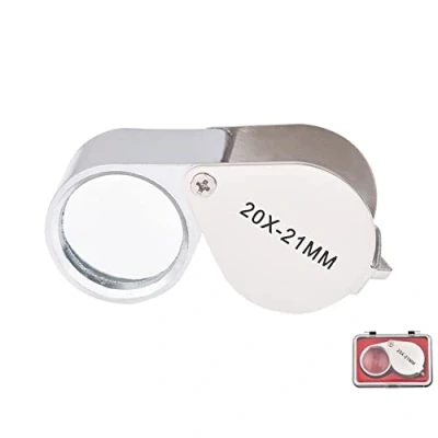 Image of CUNTAUK Jewellers Loupe Magnifying Glass, 20X Handheld Magnifier Jewelers Loupes Glasses with Case Applied to Science Reading Books Newspaper Insects Hobby Observation (20X)