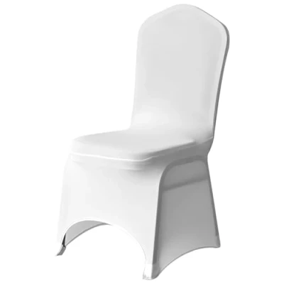 Image of Trimming Shop 1pc White Chair Covers Dining Room Spandex Polyester Protector Removable Washable Slipcovers for Wedding Birthday Banquet Hotel Party Decoration