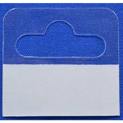Image of 500 Sticky Euro Hook Slot Hang Hanging Retail Tabs 46mm x 43mm with Strong Adhesive