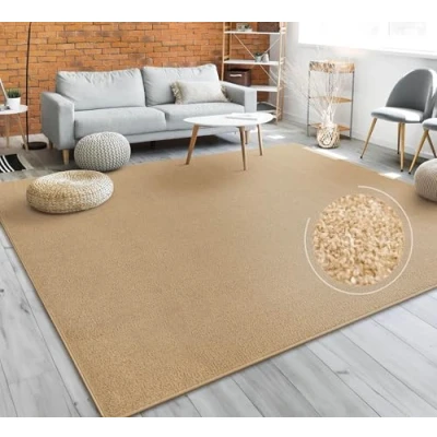Image of Paco Home Living Room Rug Plain Simple and Modern Short Pile, Various Sizes colours, Size:80x150 cm, Colour:Copper