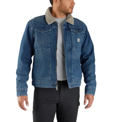 Image of Carhartt Mens Relaxed Fit Denim Sherpa Lined Jacket