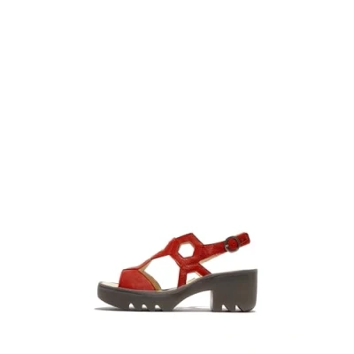 Image of Fly London TEWA573FLY Mousse Leather Women&#039;s Heels Sandals