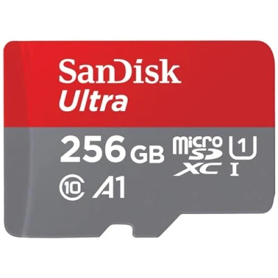 Image of SanDisk 256GB Ultra microSDXC card + SD adapter, Memory Full HD, up to 150 MB/s, For smartphones and Tablets, with A1 App Performance, UHS I, Class 10, U1