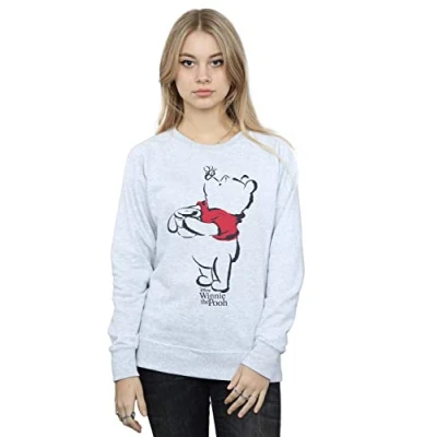 Image of Disney Women&#039;s Winnie The Pooh Drawing Sweatshirt Sport Grey Large