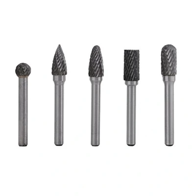 Image of 5Pcs 6mm Shank Tungsten Steel Rotary File Cutter Bits Double Striped Grinding Burr Kit 10mm Head for Grinder Drill, Metal Carving, Polishing, Engraving, Drilling