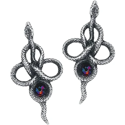 Image of Alchemy Gothic Tercia Serpent Women Earring Set Silver Coloured, Pewter,