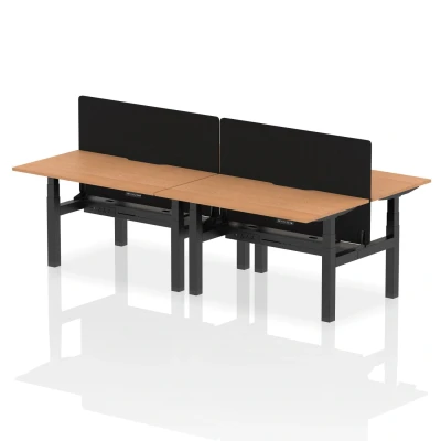 Image of Air B2B 1400x800 Adjustable 4P Bench Desk Scalloped Oak/Black + Screen