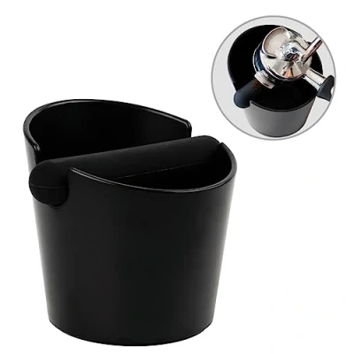 Image of watchget Coffee Knock Box 4.8 Inch Shock Absorbent Barista Style Espresso Dump Bin with Removable Bar and Non Slip Base, Durable for Home Cafe