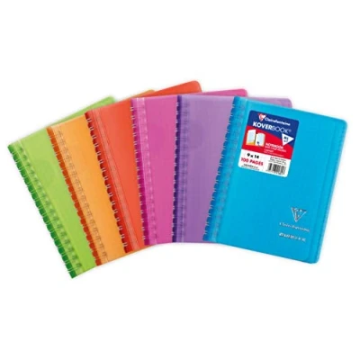 Image of Clairefontaine Ref 321601C Koverbook Wirebound Transparent PP Notebook (100 Pages) 9 x 14cm Size, Square 5x5 Ruling, 90gsm Brushed Vellum Paper, Polypro Cover Random Colour