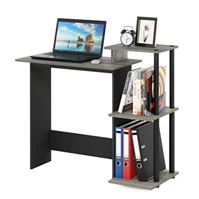 Image of Furinno Efficient Home Laptop Notebook Computer Desk, Study Writing French Oak/Black