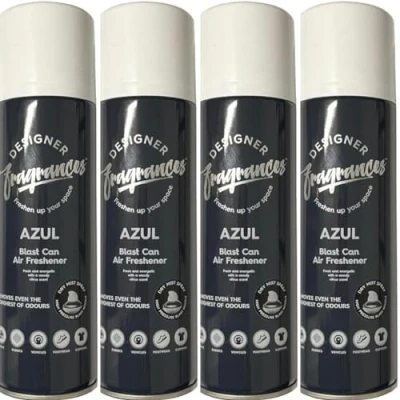 Image of The Urban Company Air Freshener Blast Can 4 x Azul Designer Fragrances Spray 300ml Car Home