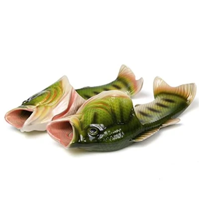 Image of Uniqstore Sandals Tricky Fish Slippers Creative Style Beach Shoes Simulation for Men Boy Green EU42 43
