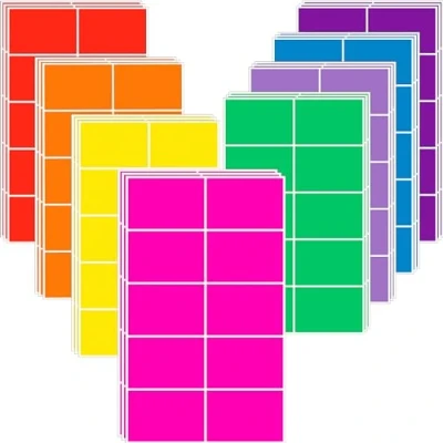 Image of Moving Stickers (76 mm x 50 mm) Rectangular Coloured Labels in 8 Assorted Neon Colors 240 Pack Color Coding by YSHIHE