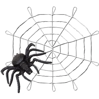 Image of Quickdraw Giant Spiders Web &amp; Spider 5ft Spooky Haunted House Halloween Decoration