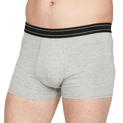 Image of Thought Men’s Arthur Plain Bamboo &amp; Organic Cotton Boxers Machine Washable Soft Breathable Underwear Boxer Pants Briefs Trunks with Elastic Waistband Grey, Size Small