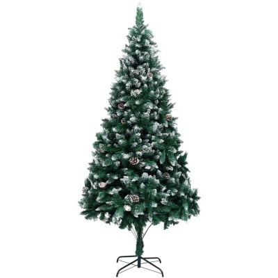 Image of vidaXL Artificial Christmas Tree with Pine Cones and White Snow 240 cm
