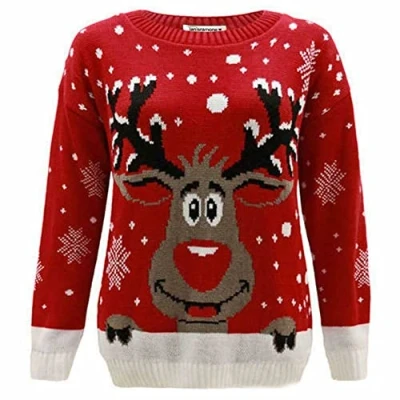 Image of Hamishkane® Kids Christmas Jumpers, Knitted Xmas Jumper for Boys, Novelty Pullover Long Sleeves Girls Reindeer Crew Neck Unisex Sweater Top